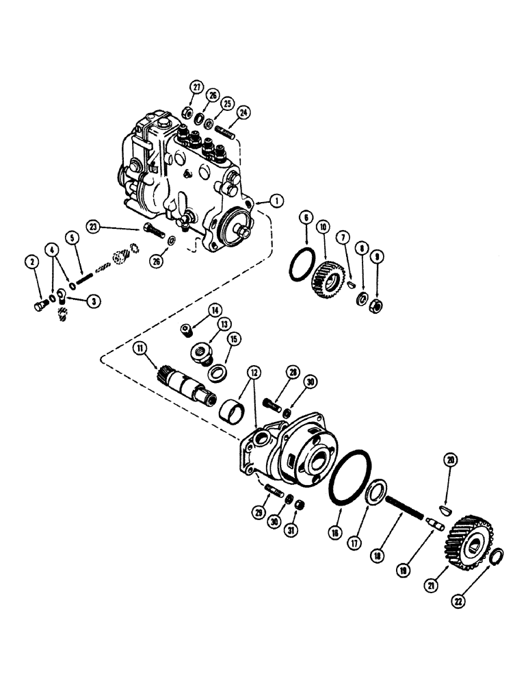 Схема запчастей Case 680CK - (036) - FUEL INJECTION PUMP AND DRIVE, (267) DIESEL ENGINE (10) - ENGINE