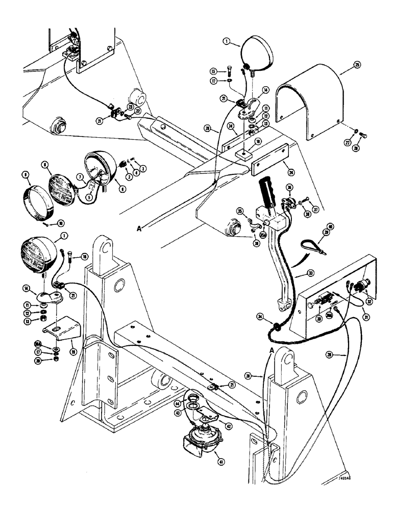 Схема запчастей Case 1700-SERIES - (086) - HORN AND LIGHTS (55) - ELECTRICAL SYSTEMS