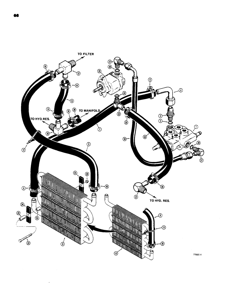 Схема запчастей Case 1816B - (66) - PRIMARY EQUIPMENT HYDRAULIC CIRCUIT AND COOLER (35) - HYDRAULIC SYSTEMS