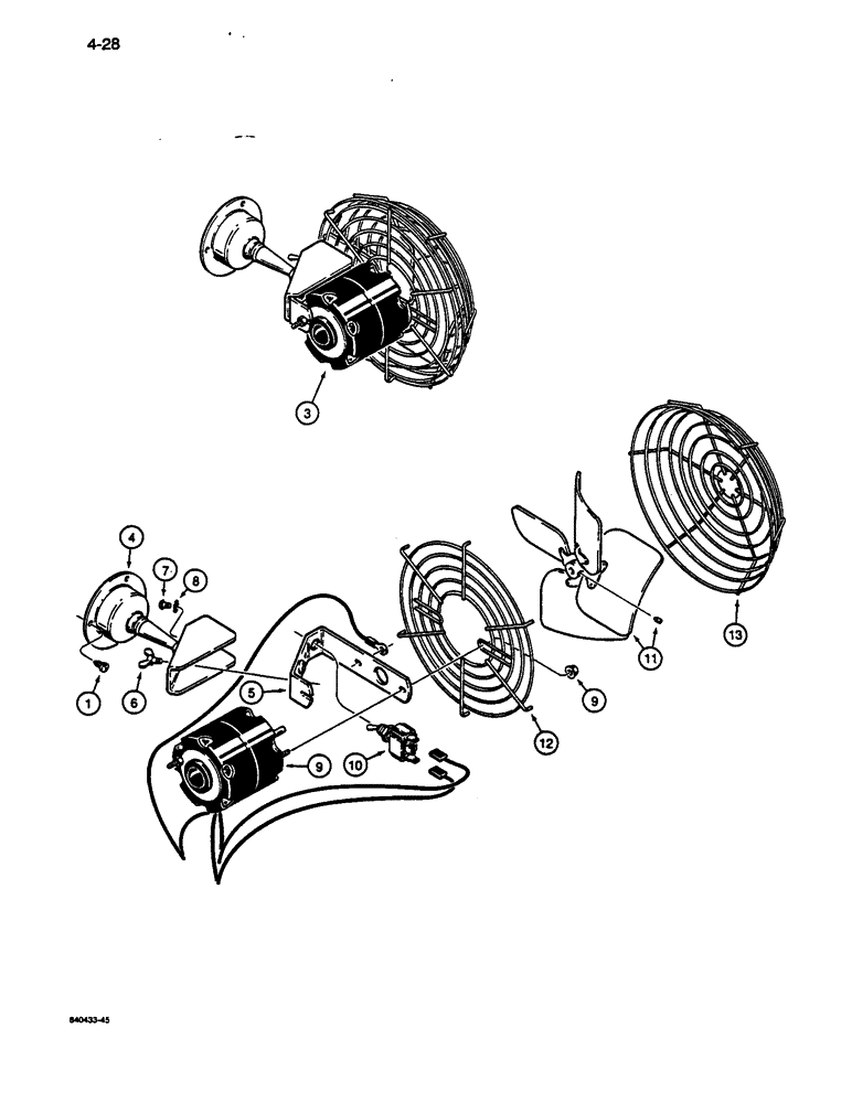 Схема запчастей Case 1187C - (4-28) - DEFROSTER FAN (04) - ELECTRICAL SYSTEMS