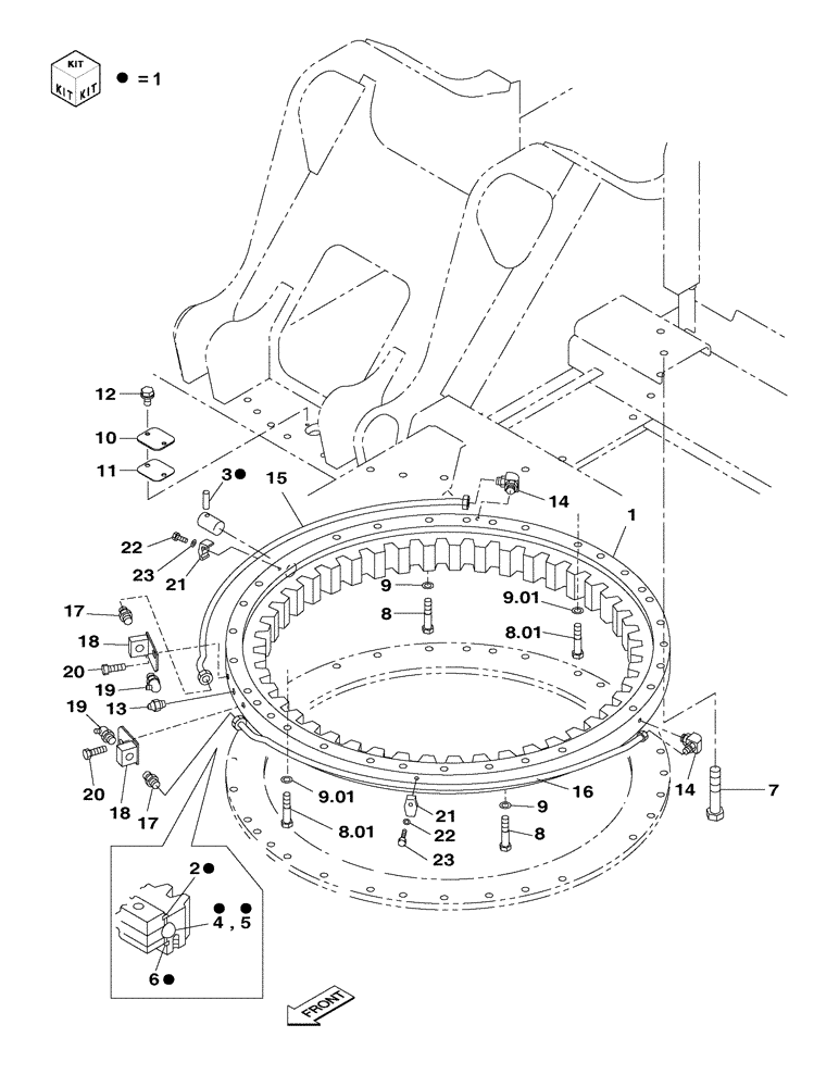 Схема запчастей Case CX300C - (09-001-00[01]) - SWING COMPONENTS (09) - CHASSIS/ATTACHMENTS