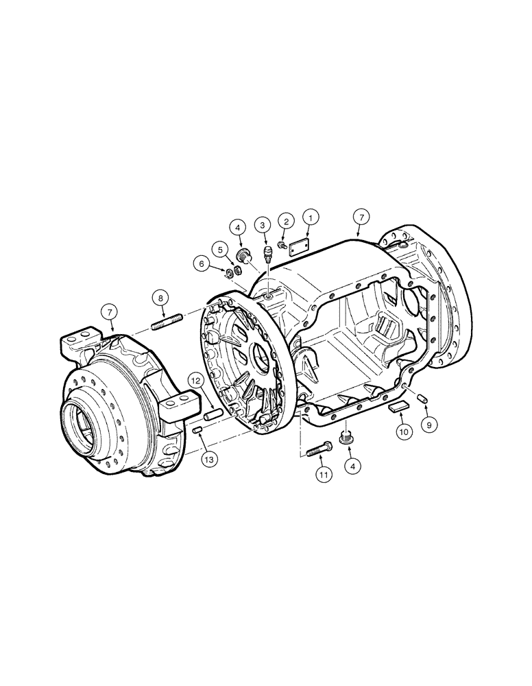 Схема запчастей Case 885 - (06-58[01]) - REAR AXLE GRAZIANO - CENTER HOUSING (06) - POWER TRAIN