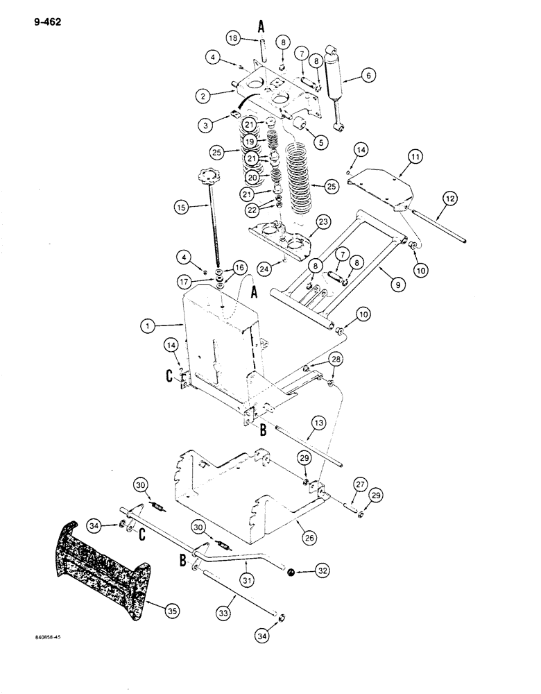 Схема запчастей Case 680K - (9-462) - D127368 SUSPENSION SEAT ADJUSTER ASSEMBLY (09) - CHASSIS/ATTACHMENTS