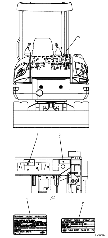 Схема запчастей Case CX27B BTW - (06-003) - NAME PLATE INSTALLATION (PW22T00123F1) (90) - PLATFORM, CAB, BODYWORK AND DECALS