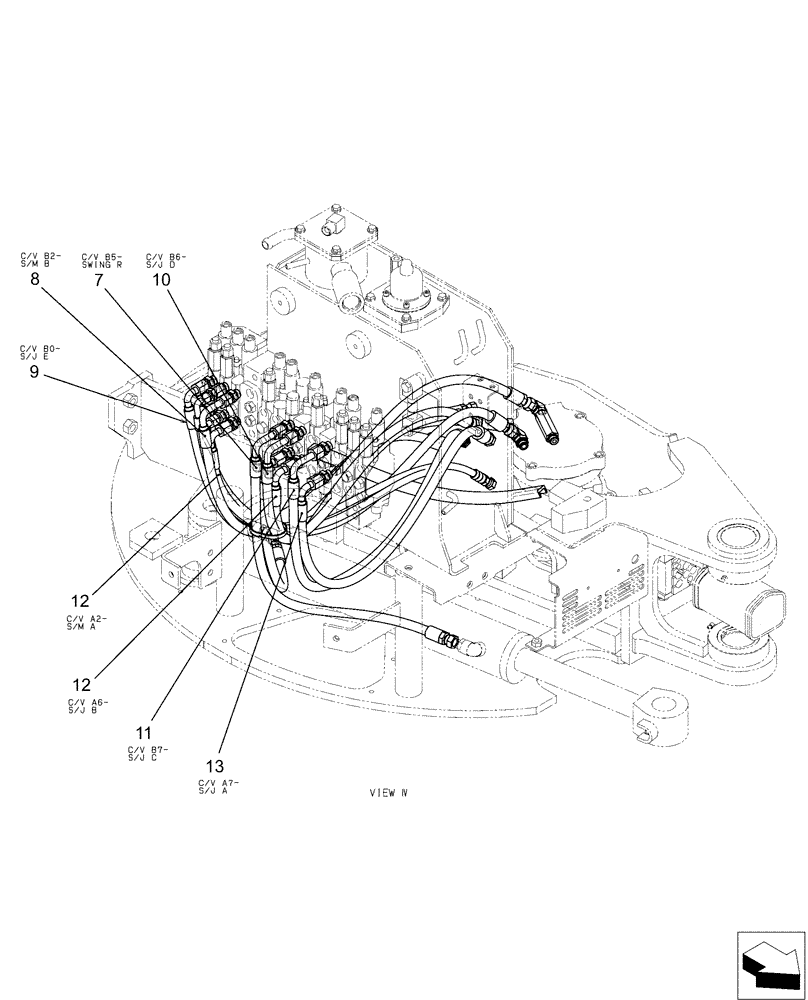 Схема запчастей Case CX36B - (01-038[03]) - HYD LINES, UPP (35) - HYDRAULIC SYSTEMS