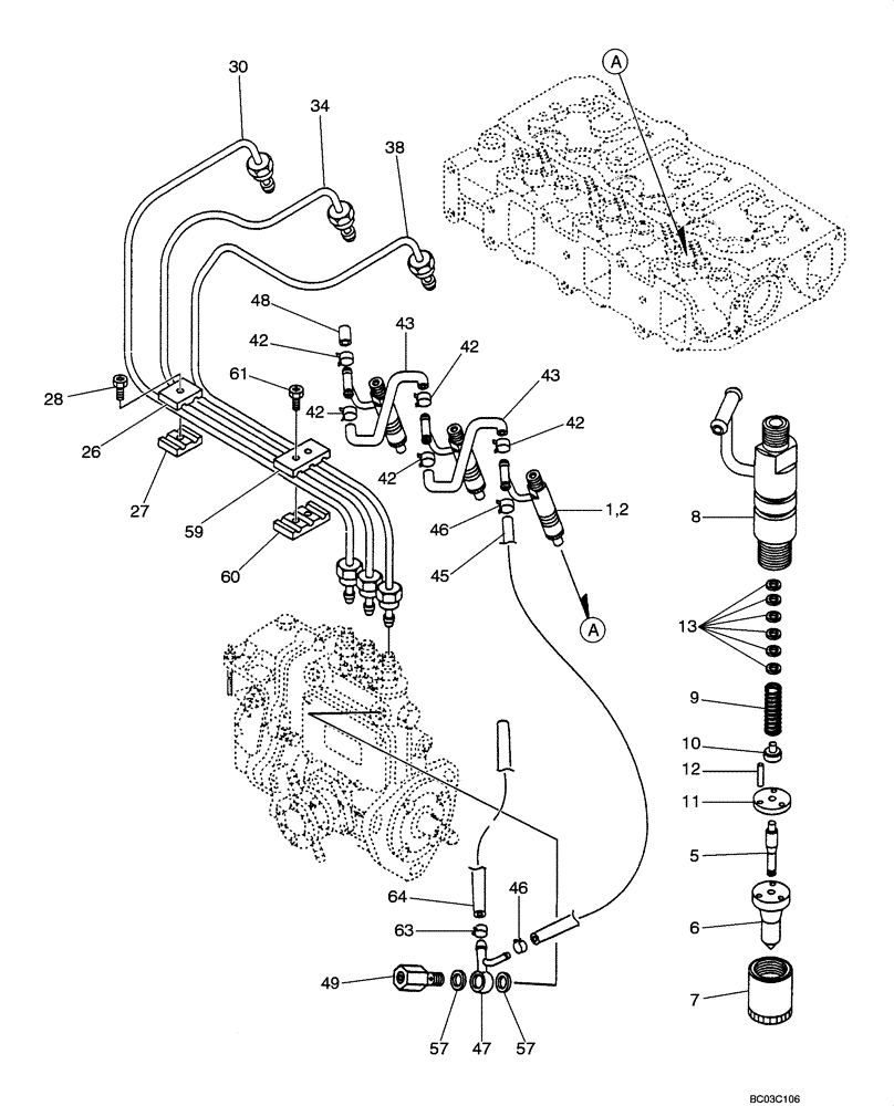 Схема запчастей Case CX31 - (03-07[00]) - FUEL INJECTION VALVE (03) - FUEL SYSTEM