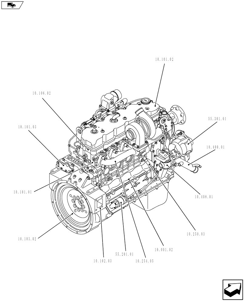 Схема запчастей Case F4HFE613P A004 - (10.000.01[02]) - PICTORIAL INDEX - ENGINE (10) - ENGINE