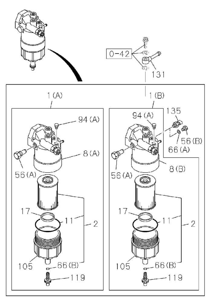 Схема запчастей Case CX470C - (03-041-02[01]) - FUEL FILTER (02) - FUEL SYSTEM