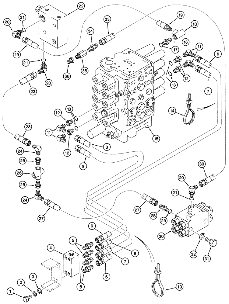 Схема запчастей Case 9060 - (8-040) - HYDRAULIC CONTROL CIRCUIT, SHUTTLE, CUSHION, AND BOOM HOLD VALVES TO CONTROL VALVE (08) - HYDRAULICS