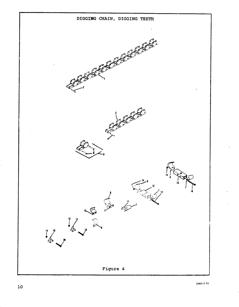 Схема запчастей Case P42 - (10) - DIGGING CHAIN, DIGGING TEETH 