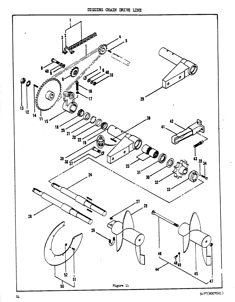 Схема запчастей Case DAVIS - (24) - DIGGING CHAIN DRIVE LINE 