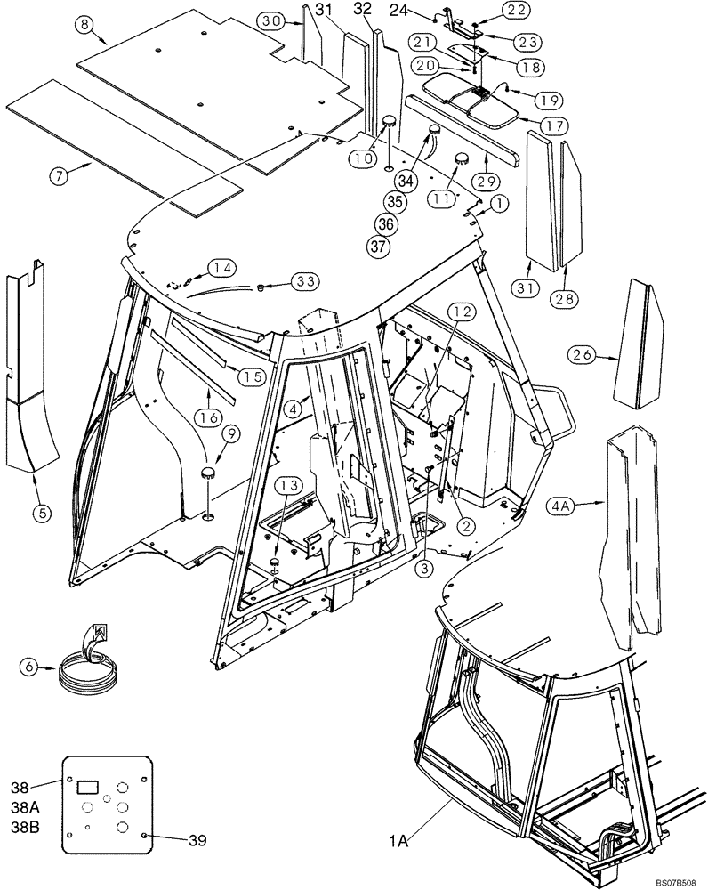 Схема запчастей Case 570MXT - (09-38) - CAB - FRAME AND COVERS (09) - CHASSIS/ATTACHMENTS