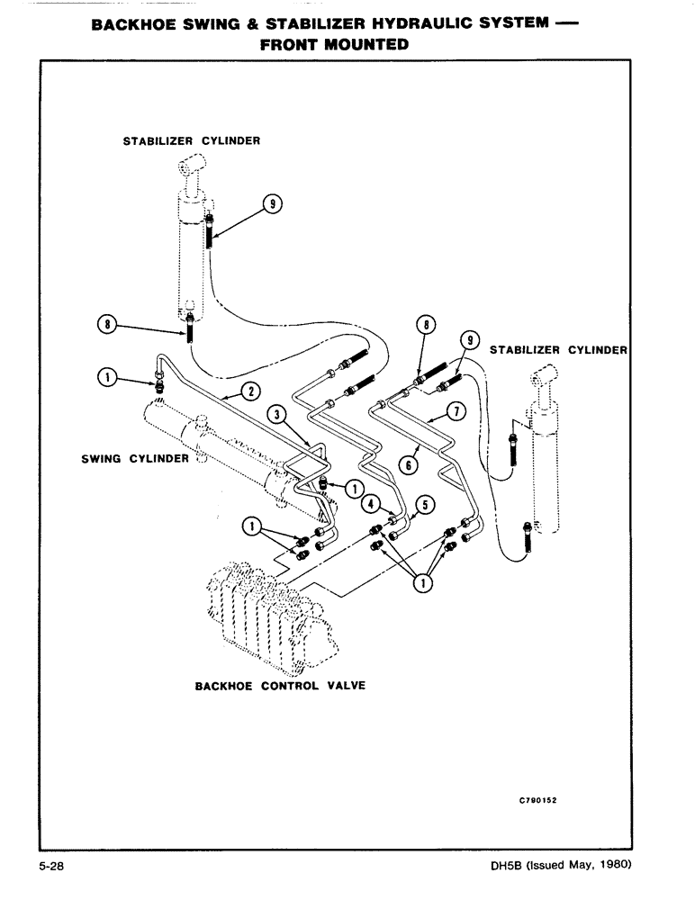 Схема запчастей Case DH5 - (5-28) - BACKHOE SWING & STABILIZER HYDRAULIC SYSTEM -, FRONT MOUNTED (35) - HYDRAULIC SYSTEMS