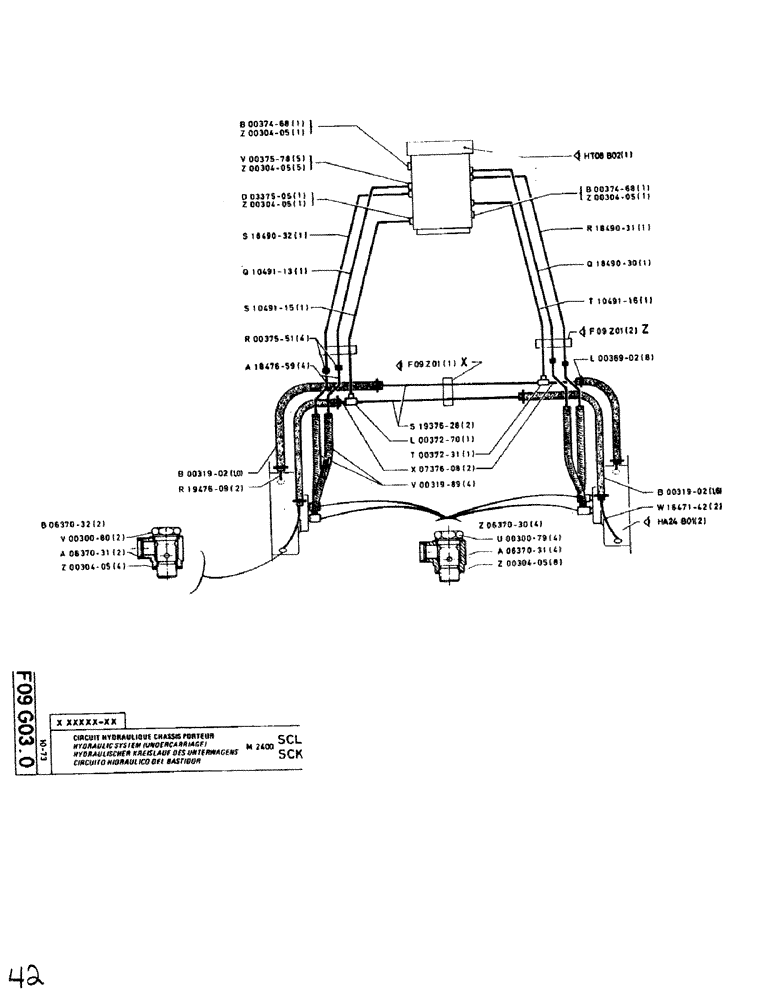 Схема запчастей Case SC150L - (042) - HYDRAULIC SYSTEM (UNDERCARRIAGE) SCL SCK 