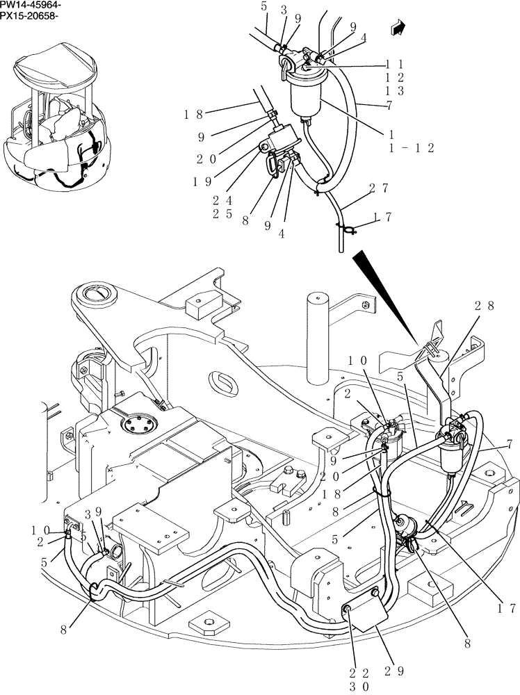 Схема запчастей Case CX31B - (052-01[1]) - FUEL LINES (00) - GENERAL & PICTORIAL INDEX