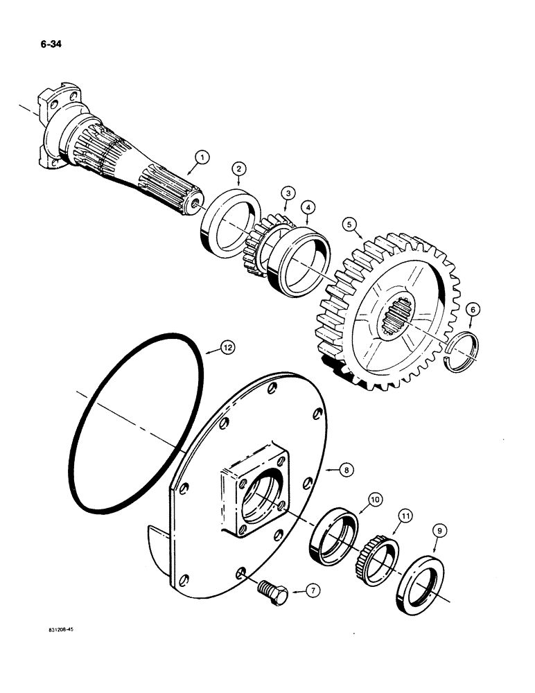 Схема запчастей Case W11B - (6-034) - FUNK TRANSMISSION, OUTPUT SHAFT AND COVER (06) - POWER TRAIN