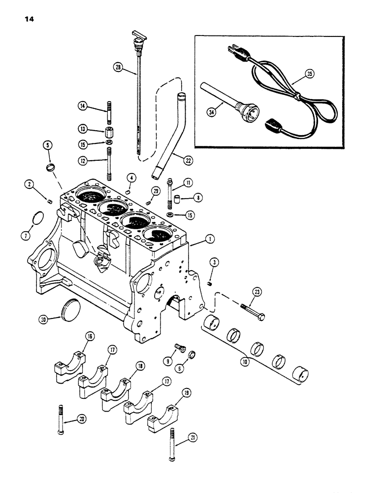 Схема запчастей Case DH5 - (14) - CYLINDER BLOCK (10) - ENGINE