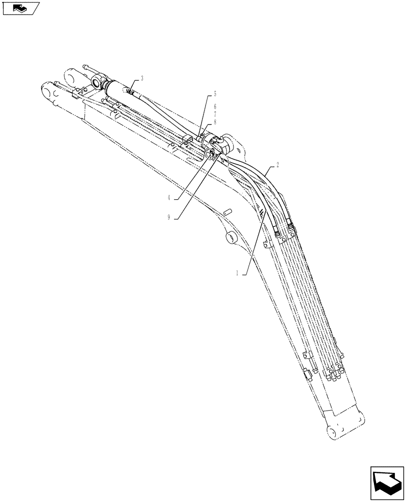 Схема запчастей Case CX55BMSR - (03-014[00]) - HYD LINES, CYLINDER (ARM) (35) - HYDRAULIC SYSTEMS