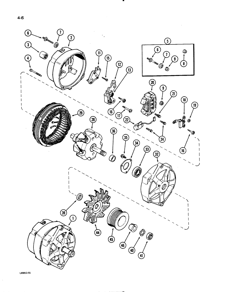 Схема запчастей Case W11B - (4-006) - D121831 ALTERNATOR (04) - ELECTRICAL SYSTEMS