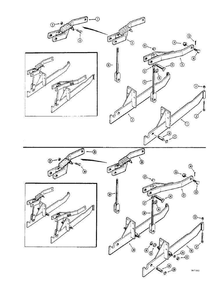 Схема запчастей Case 33 - (058) - BACKHOE MOUNTING PARTS, BEFORE LOADER SN. 4200725 