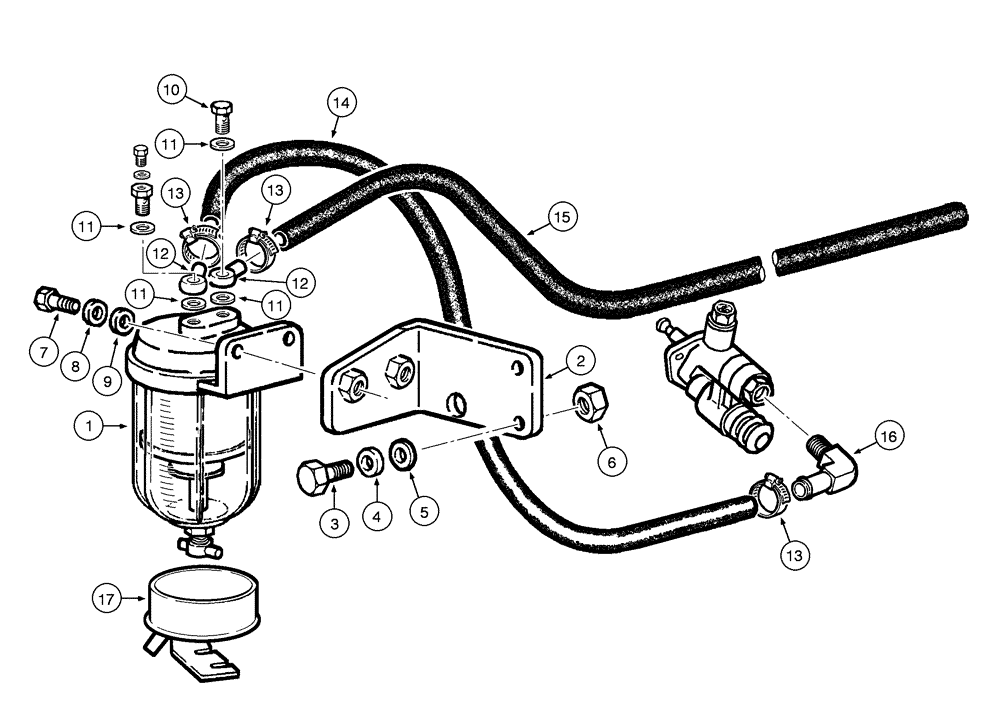 Схема запчастей Case 845 - (03-28[01]) - IN LINE WATER SEPARATOR FILTER - MOUNTING (03) - FUEL SYSTEM