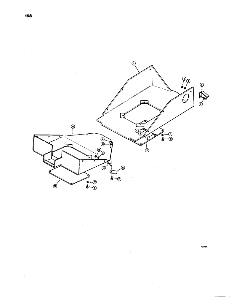 Схема запчастей Case W24B - (158) - FRONT AND REAR FRAME GUARDS (09) - CHASSIS