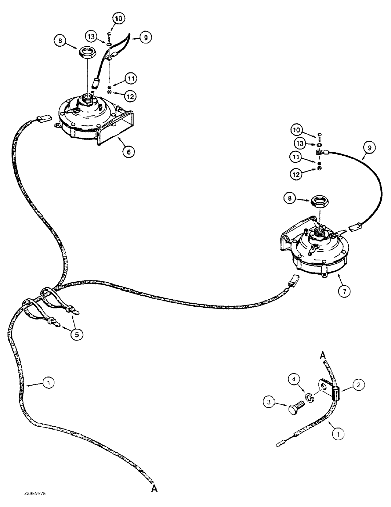 Схема запчастей Case 1155E - (4-60) - HORN (04) - ELECTRICAL SYSTEMS