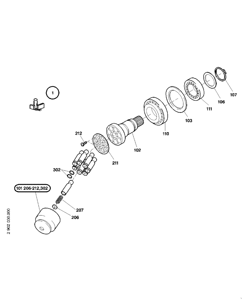 Схема запчастей Case 21D - (22.124[2902030000]) - HYDRAULIC DRIVE MOTOR (35) - HYDRAULIC SYSTEMS