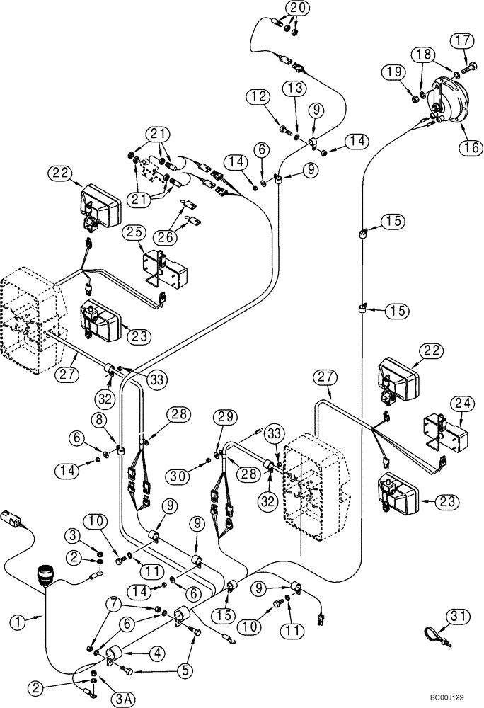 Схема запчастей Case 921C - (04-05) - HARNESS, FRONT - LAMPS AND SWITCHES (Mar 11 2010 9:50AM) (04) - ELECTRICAL SYSTEMS