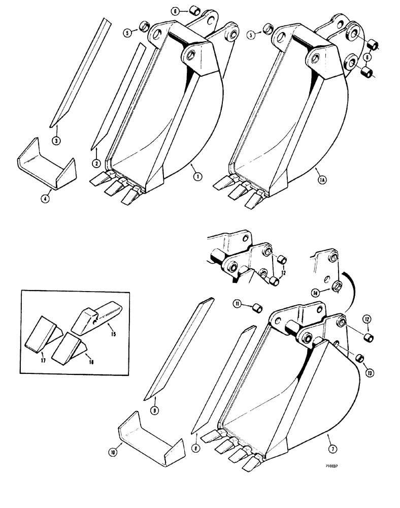 Схема запчастей Case 33S - (020) - BACKHOE BUCKETS (OPTIONAL TYPES) 