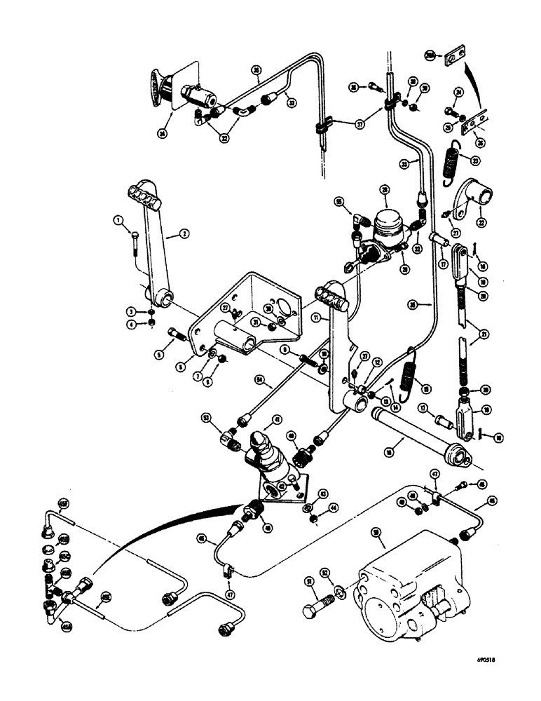 Схема запчастей Case 300 - (066) - HYDRAULIC BRAKES, BRAKE PEDAL AND CLUTCH PEDAL (5.1) - BRAKES