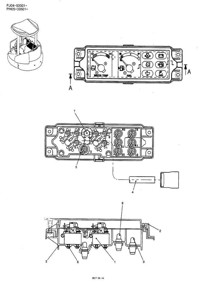 Схема запчастей Case CX50B - (02-090) - GAUGE ASSEMBLY, CLUSTER (05) - SUPERSTRUCTURE