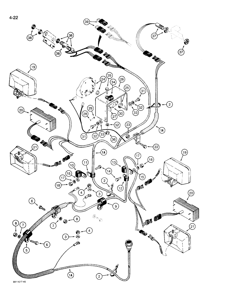 Схема запчастей Case 721 - (4-22) - FRONT HARNESS - LAMPS AND SWITCHES (04) - ELECTRICAL SYSTEMS