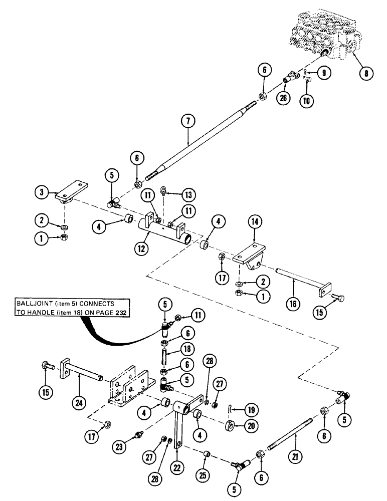 Схема запчастей Case 880 - (256) - WRIST-O-TWIST CONTROL AND LINKAGE, (USED ON UNITS W/S.N. 6200000 THRU 6200288) (07) - HYDRAULIC SYSTEM