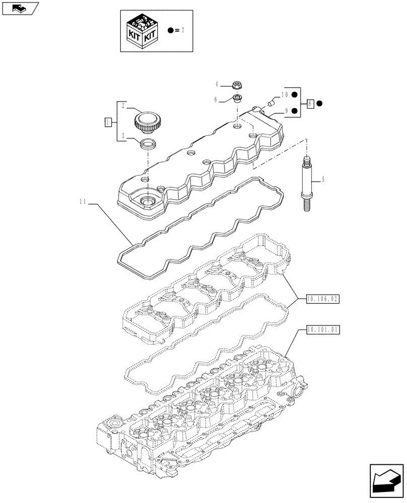 Схема запчастей Case 821F - (10.101.02) - HEAD COVER (10) - ENGINE