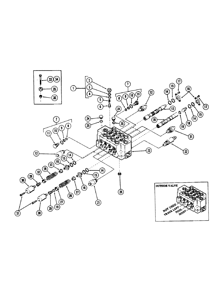 Схема запчастей Case 40 - (236) - 4-SPOOL MAIN CONTROL VALVE, (STANDARD OUTSIDE VALVE) (35) - HYDRAULIC SYSTEMS