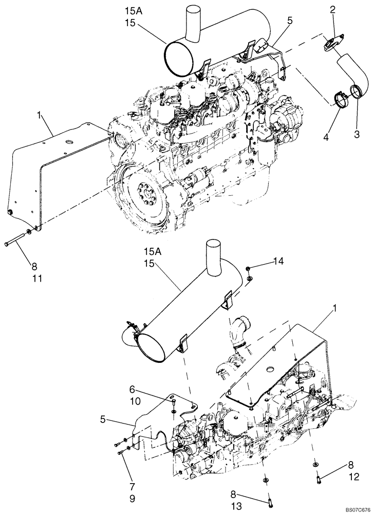 Схема запчастей Case 621D - (02-12A) - MUFFLER - EXHAUST SYSTEM - IF USED (02) - ENGINE