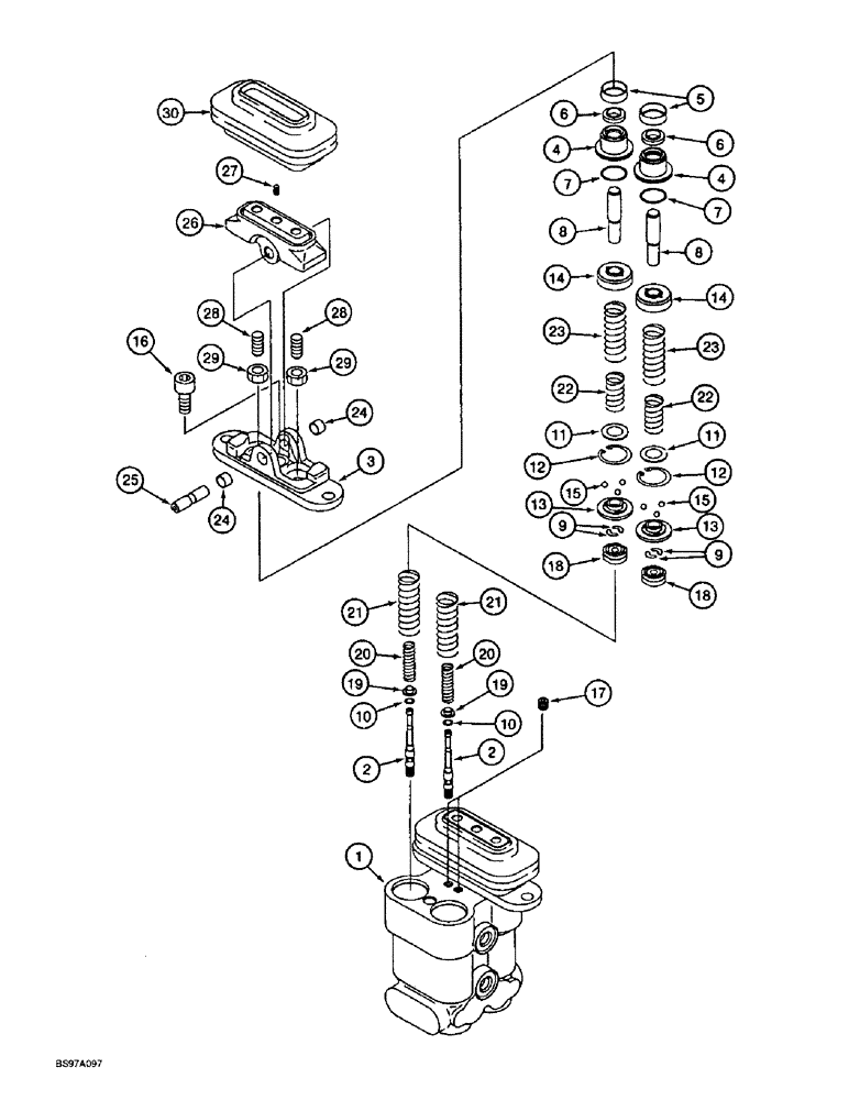 Схема запчастей Case 9060B - (8-214) - PEDAL OPERATED REMOTE CONTROL VALVE (08) - HYDRAULICS