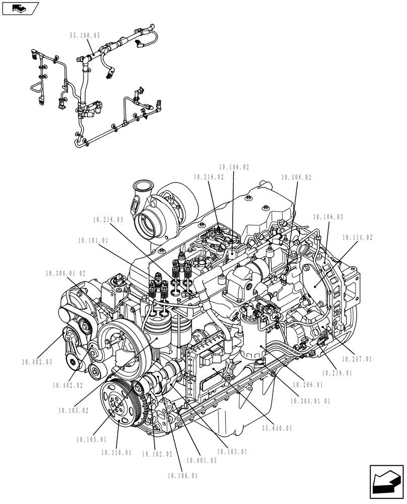 Схема запчастей Case F4HFE613Y A005 - (10.000.01[01]) - ENGINE (10) - ENGINE