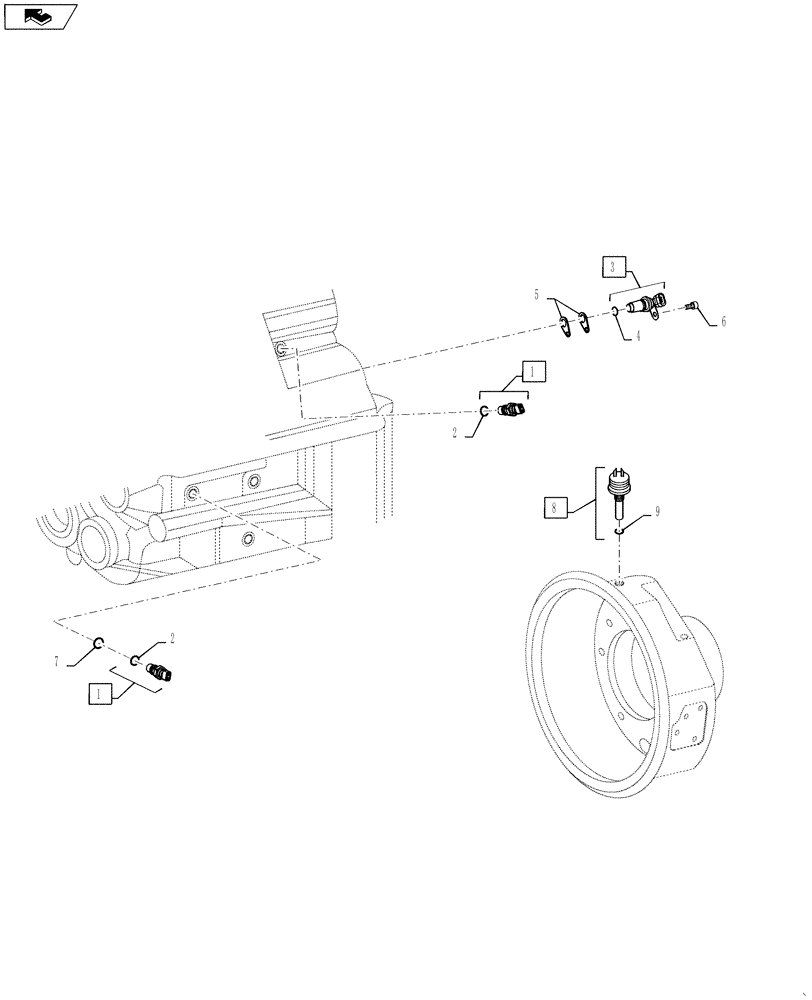 Схема запчастей Case 1021F - (21.130.02[01]) - TRANSMISSION SENSORS (21) - TRANSMISSION