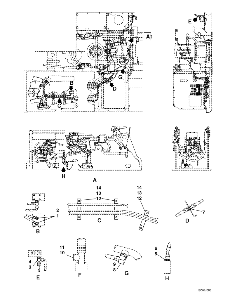 Схема запчастей Case CX290 - (08-57) - HYDRAULICS - THUMB AUXILIARY (08) - HYDRAULICS