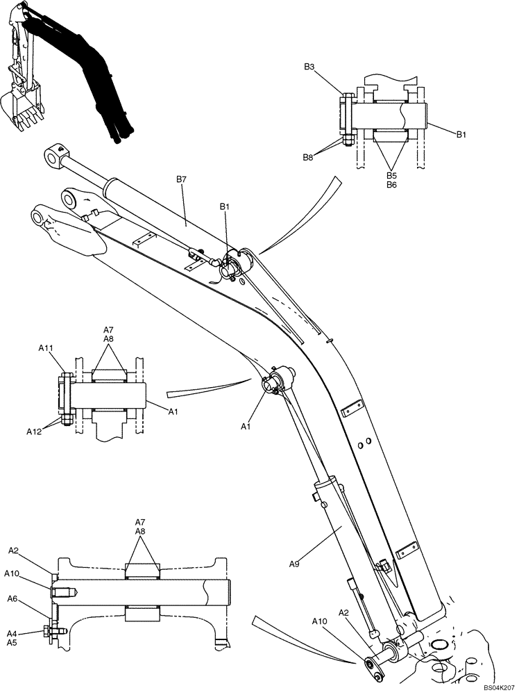 Схема запчастей Case CX36B - (550-01[1-02]) - BOOM PIPING (CANOPY) (35) - HYDRAULIC SYSTEMS