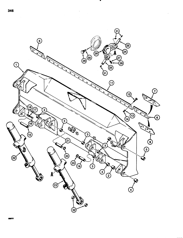 Схема запчастей Case 1150C - (346) - TILT DOZER, BLADE AND LIFT CYLINDER MOUNTING (09) - CHASSIS/ATTACHMENTS