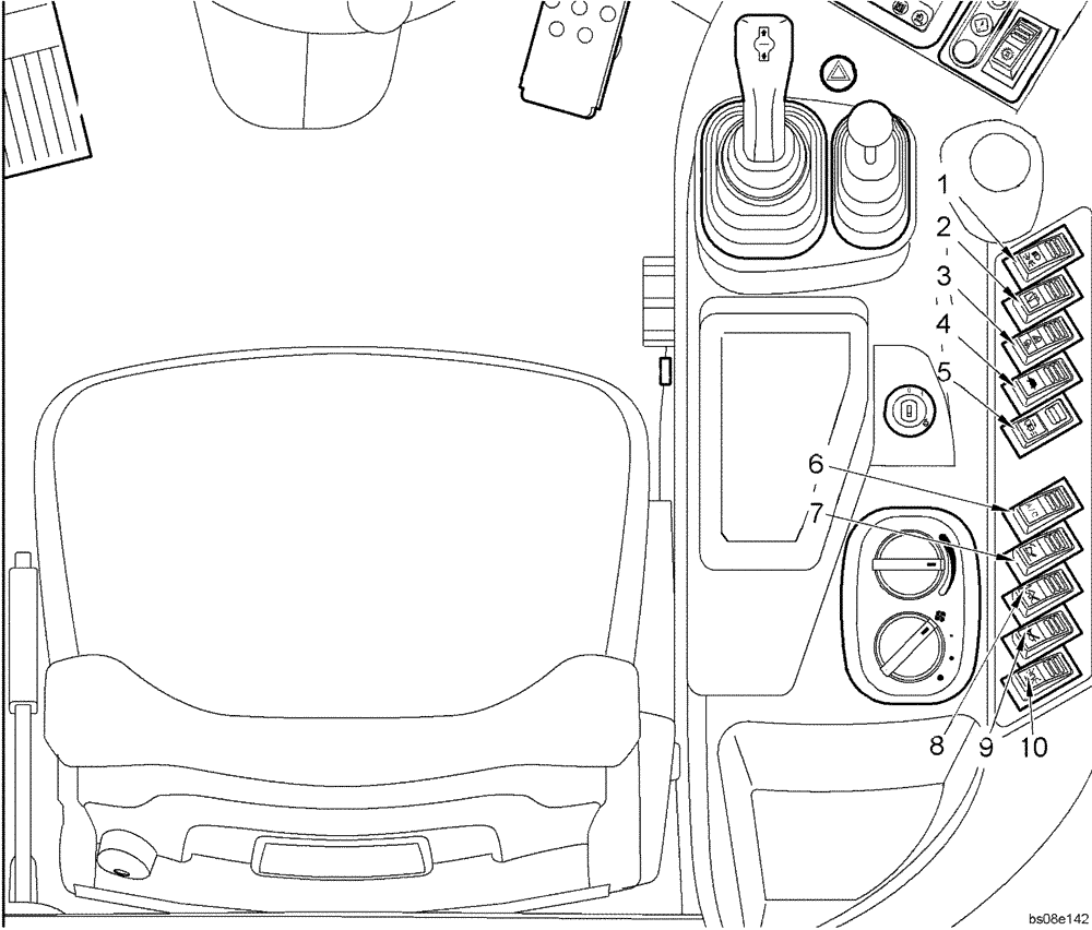 Схема запчастей Case 21E - (32.560[0000000001]) - RIGHT HAND CONSOLE CONTROL SWITCHS (55) - ELECTRICAL SYSTEMS