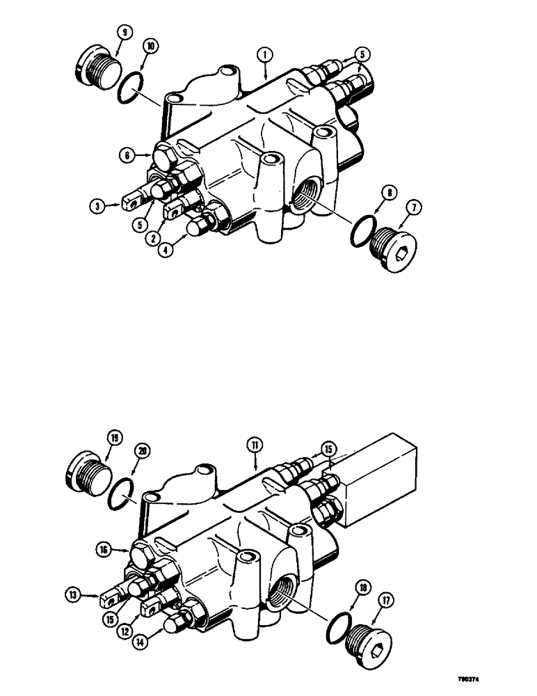 Схема запчастей Case 350B - (206) - TWO SPOOL CONTROL VALVES, LOADER MODELS (07) - HYDRAULIC SYSTEM