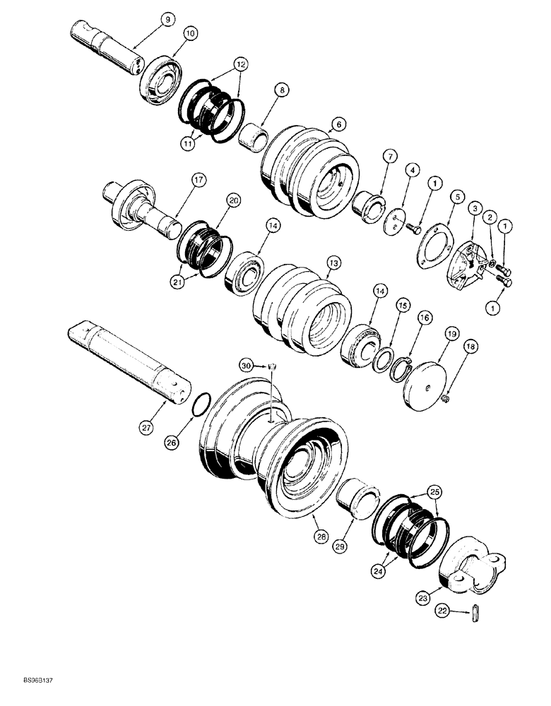 Схема запчастей Case 550G - (5-08) - ROLLER ASSEMBLIES (04) - UNDERCARRIAGE