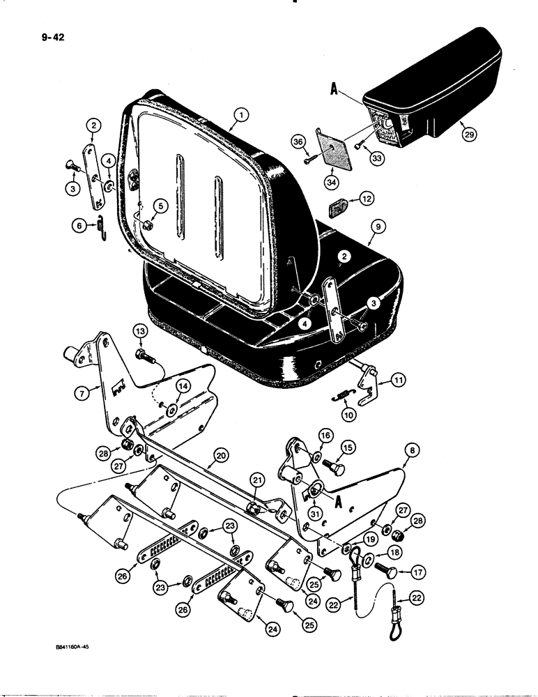 Схема запчастей Case W30 - (9-42) - SUSPENSION SEATS (09) - CHASSIS/ATTACHMENTS