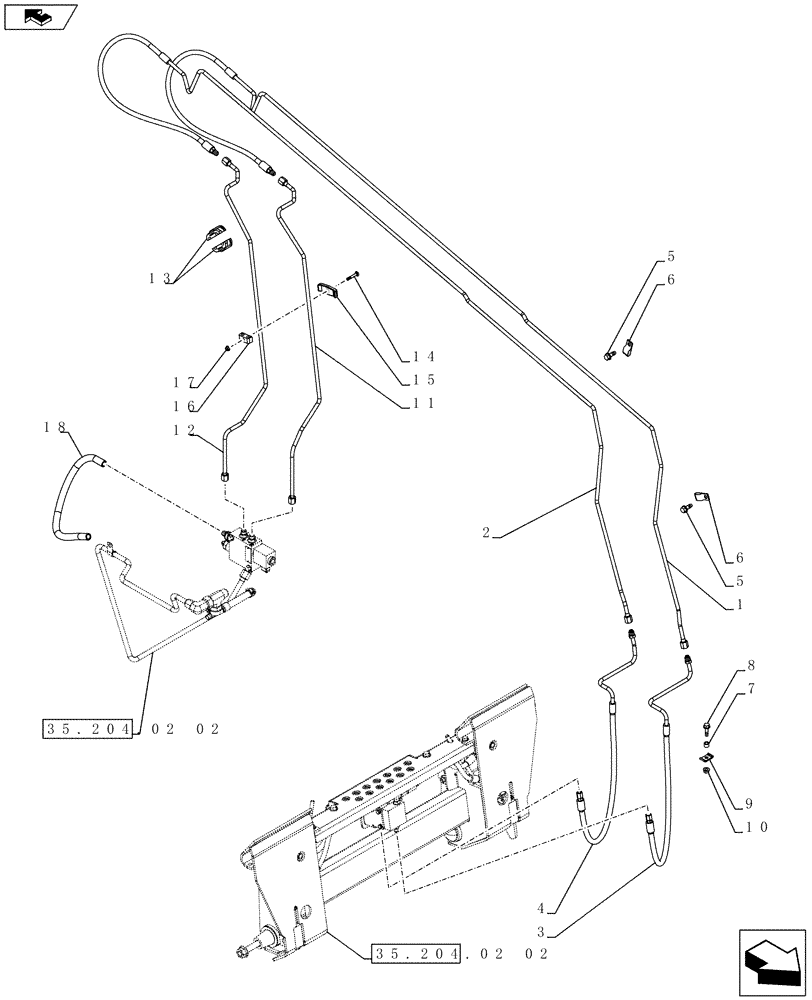 Схема запчастей Case TR270 - (35.734.AH[02]) - HYDRAULIC COUPLER, ARM PLUMBING (SR175,SR200,TR270) (35) - HYDRAULIC SYSTEMS