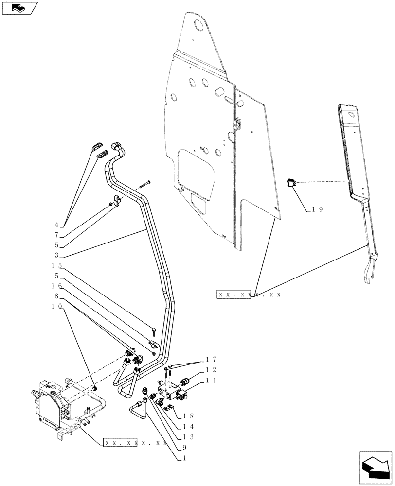 Схема запчастей Case SR200 - (35.734.AH[03]) - AUX HYD, HIGH FLOW (SR175)(SR200) (35) - HYDRAULIC SYSTEMS