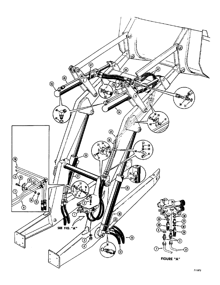 Схема запчастей Case 26 - (042) - LOADER LIFT AND TILT HYDRAULICS, USED WITH DUAL TILT CYLINDER ONLY 